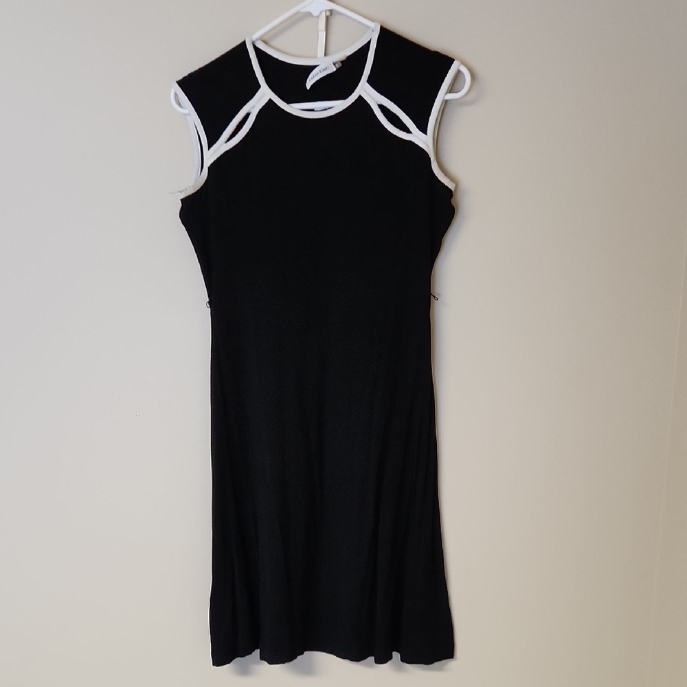 Calvin Klein Black and White Sleeveless Dress